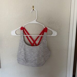 lululemon athletica Heather Gray Sports Bra with Red Straps